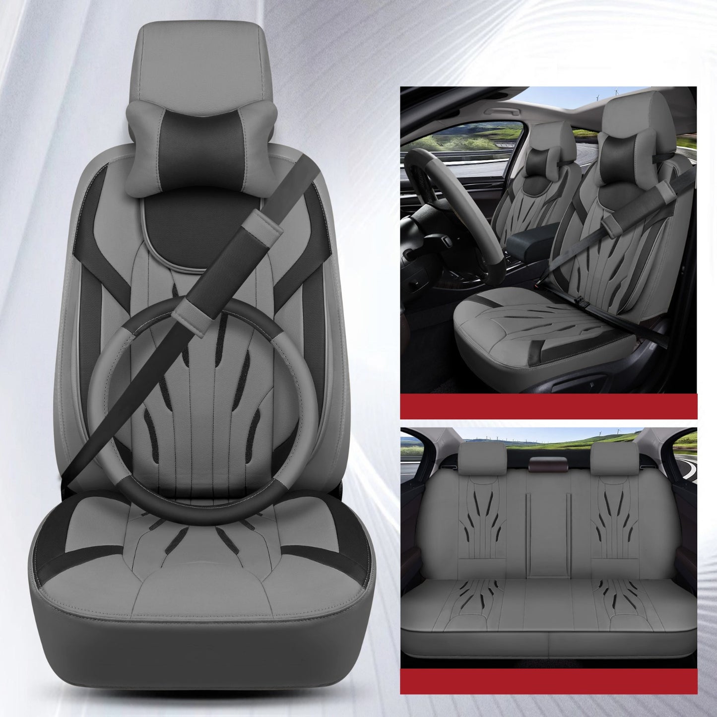 Housses de Siège Auto Premium PARS series – Cuir PVC respirant double couture