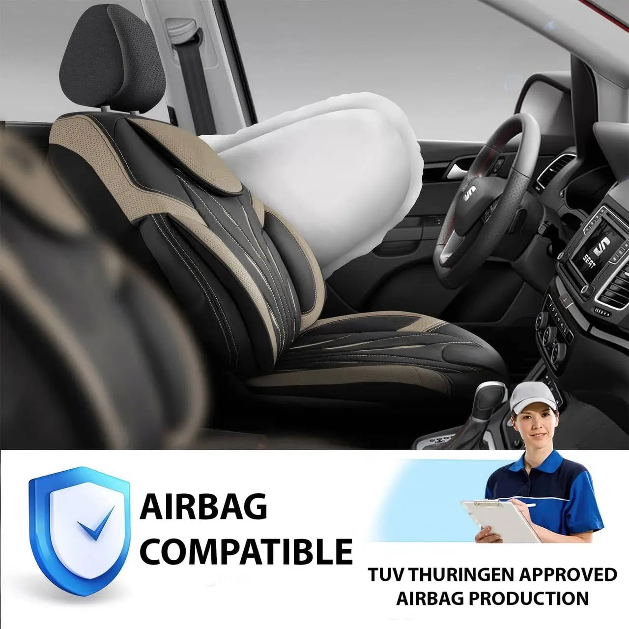 Housses de Siège Auto Premium PARS series – Cuir PVC respirant double couture BODIÉ Import-Export