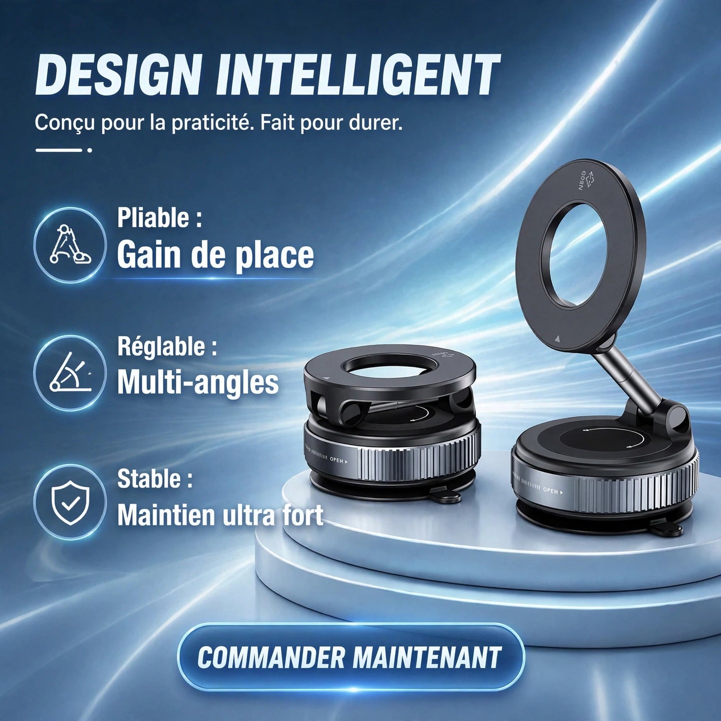 Support Téléphone Magnétique Voiture K007 – Fixation 360°