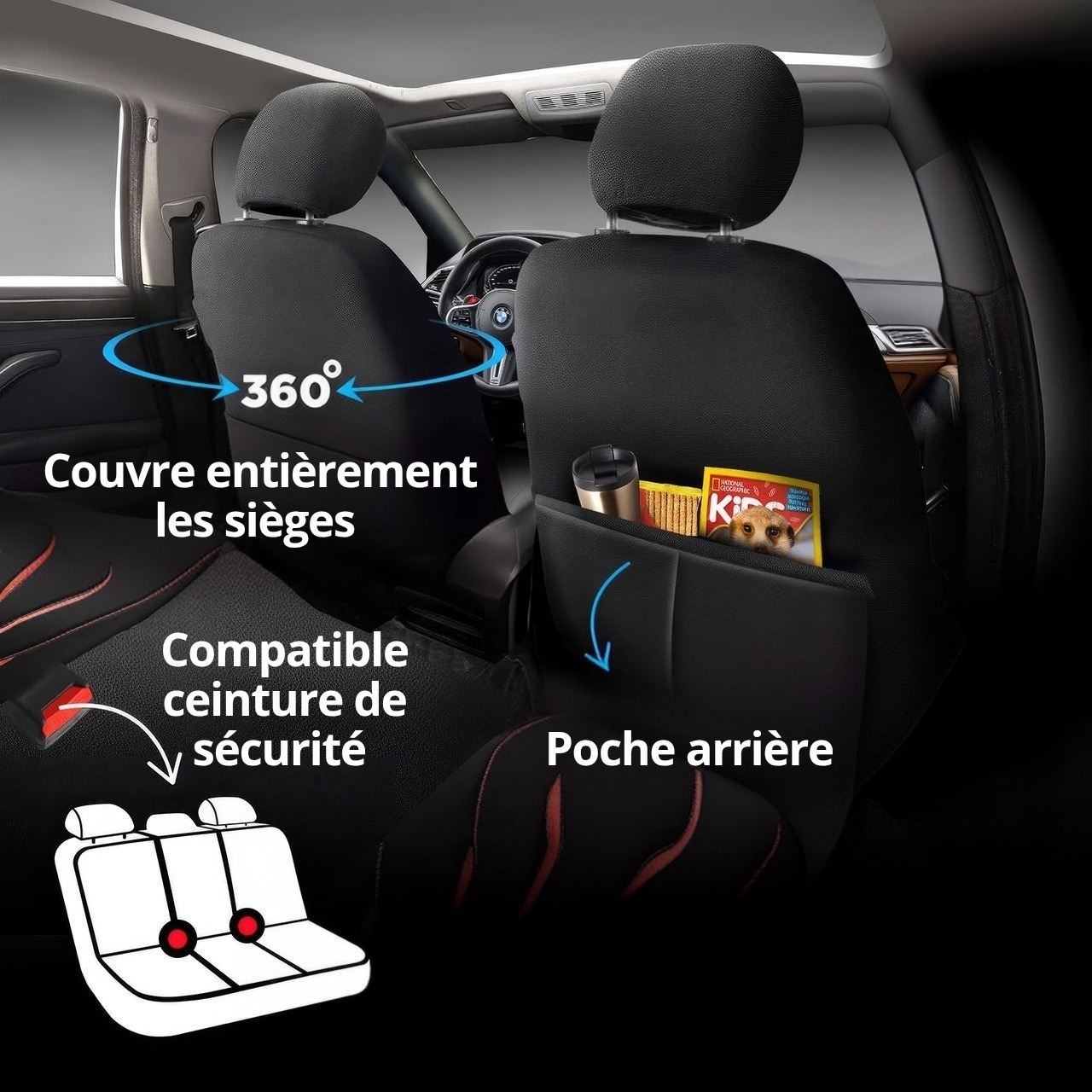 Housses de Siège Auto Premium PARS series – Cuir PVC respirant double couture