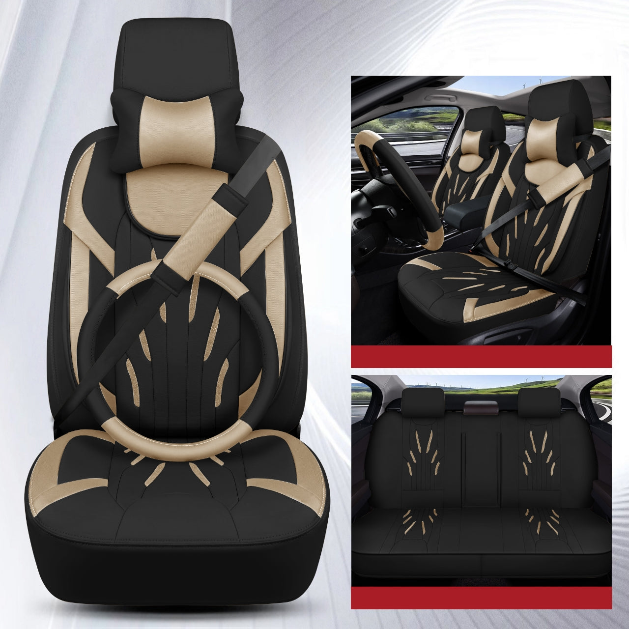 Housses de Siège Auto Premium PARS series – Cuir PVC respirant double couture