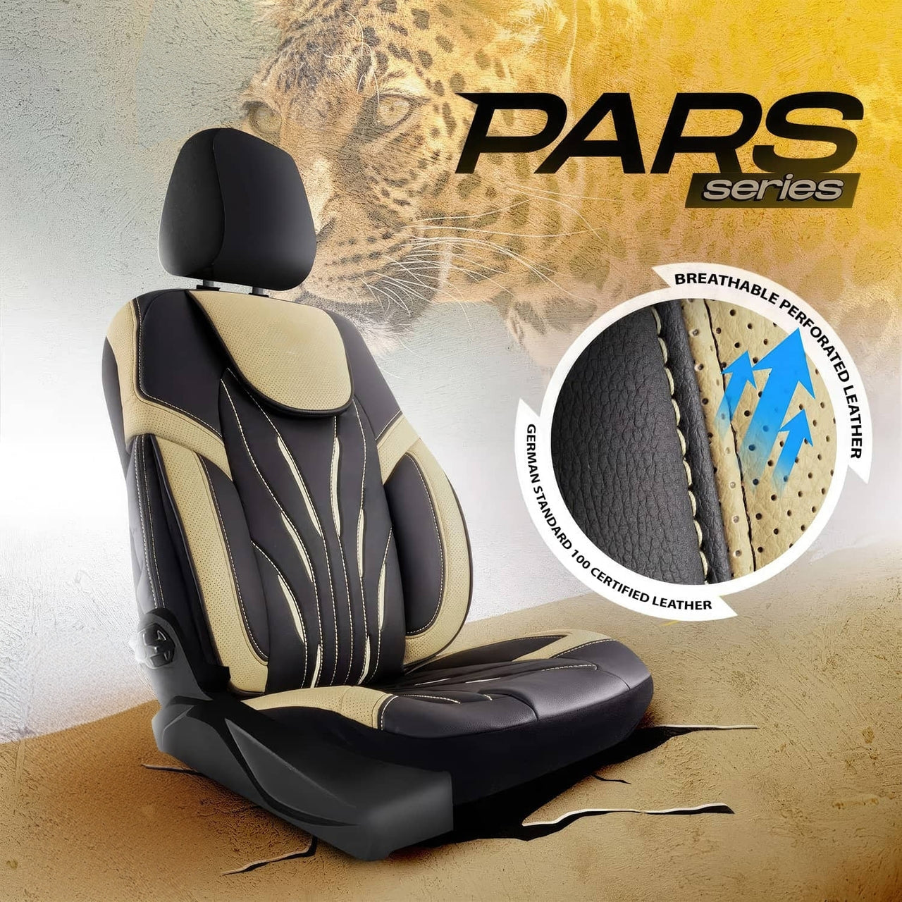 Housses de Siège Auto Premium PARS series – Cuir PVC respirant double couture