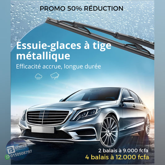 4 ou 2 balais Essuie-Glaces Prémium à tige métallique